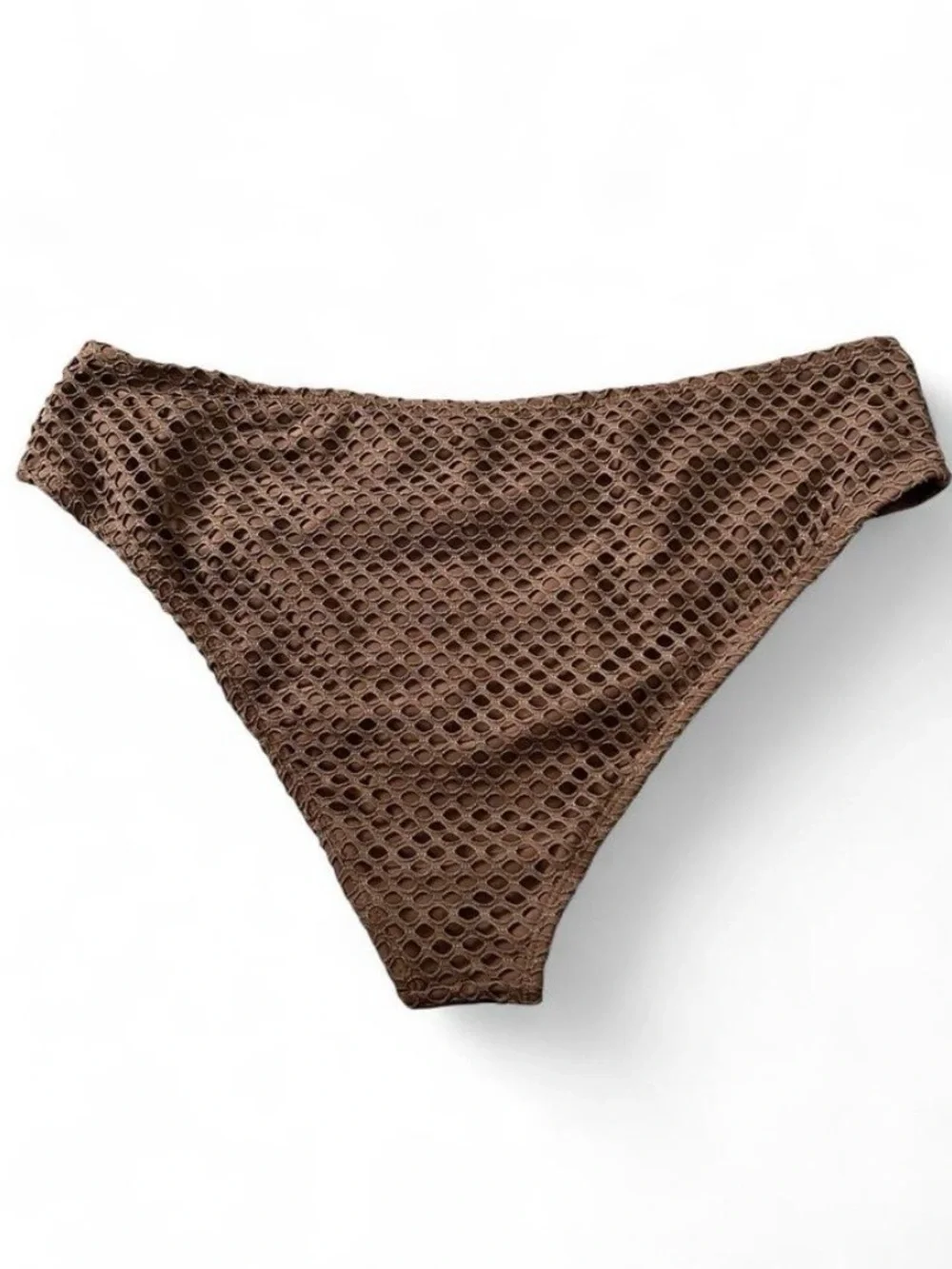 SHEIN Brown Textured Triangle Bikini Set with Cover-Up